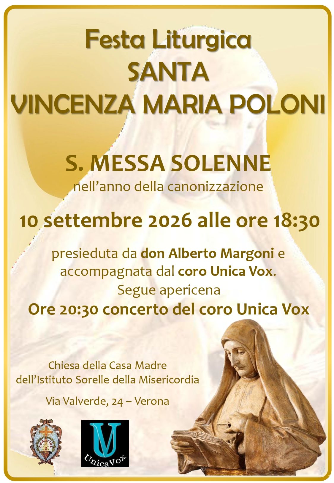 Festa liturgica Santa Vincenza Maria Poloni